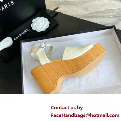 Chanel Fabric  &  Patent Calfskin Sandals G45555 White 2024